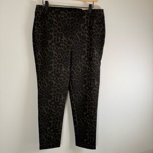 Soft Surroundings Ponte Leopard Print Pull‎ On Full Length Leggings Pants PL NWT